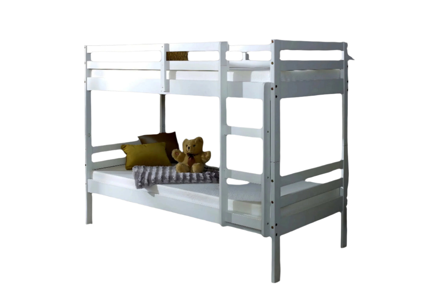 Durham White Wooden Bunk Bed – Splits into Two Singles | Space-Saving, Safe & Stylish for Kids’ Rooms
