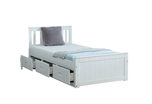 Mission White Wooden Storage Bed