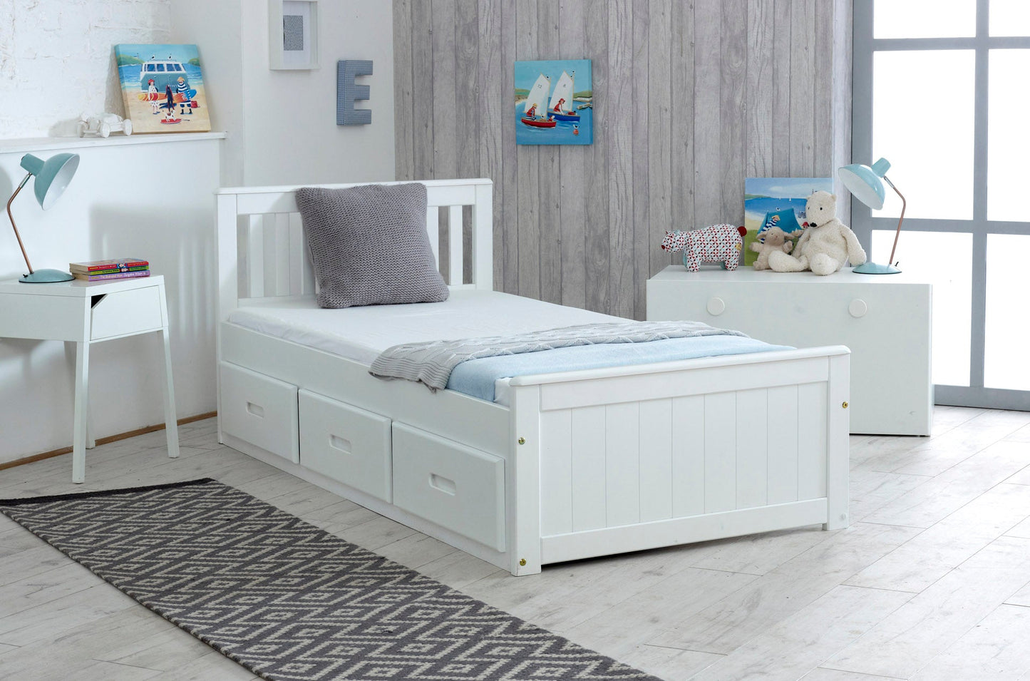 Mission White Wooden Storage Bed