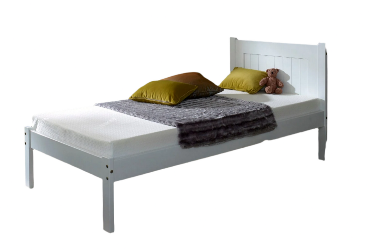 Clifton White Wooden Bed Frame – Classic Slatted Design | Solid Wood Support & Multiple Sizes