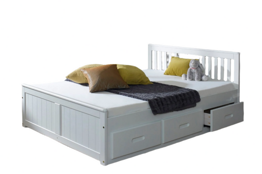 4'0 Mission Storage Bed in White - Small Double