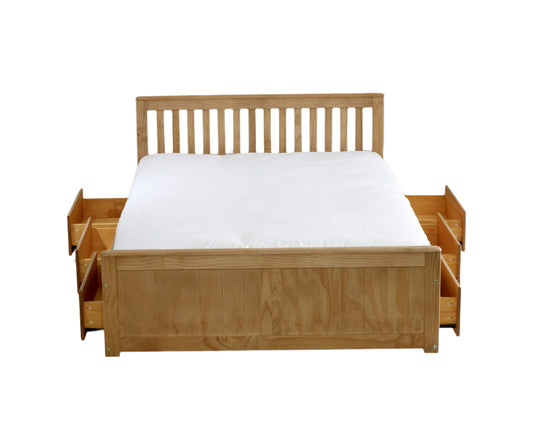 Mission Waxed Pine Wooden Storage Bed Frame - 3ft Single, 4ft Small Double and 4ft6 Double