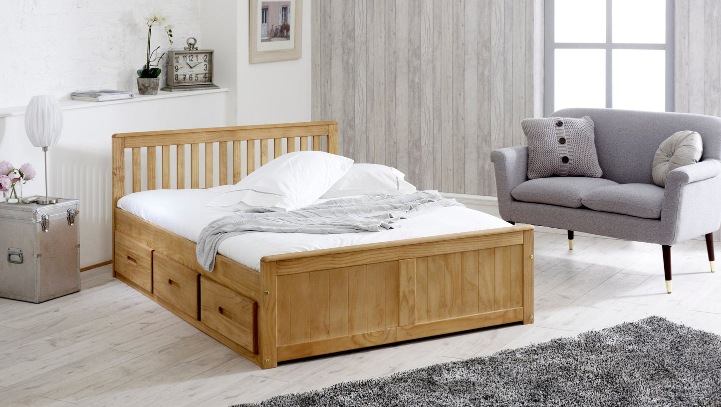 4'0 Mission Waxed Pine Wooden Storage Bed