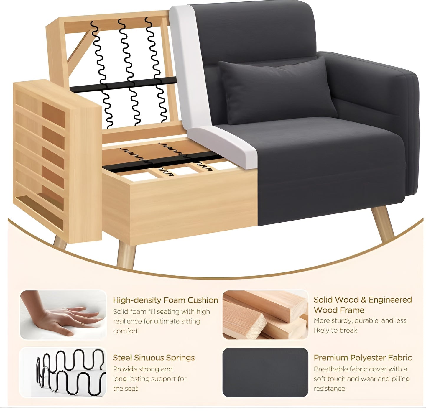 Verona 3-Seater Corduroy Sofa Bed with Storage – Grey or Blue | Clic-Clac Design