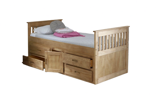 Captains Waxed Pine Wooden Storage Bed Frame - 3ft Single