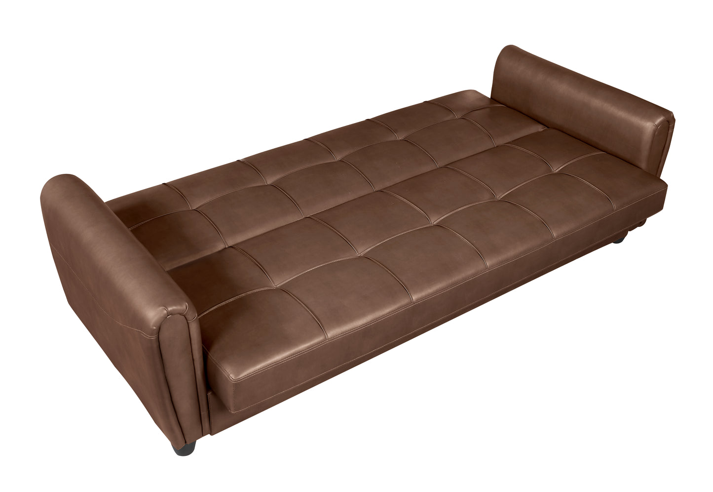 Zinc 3 Seater PU Leather Sofa Bed with Storage – Grey, Black & Brown