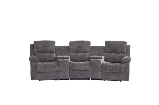 Nova 3-Seater Recliner Sofa – Manual Recliners with USB Ports, Cupholders & Hidden Storage | Chenille Comfort