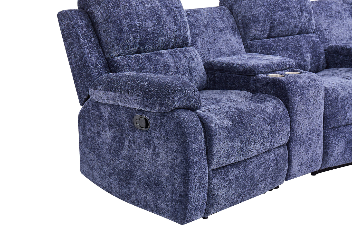 Nova 3-Seater Recliner Sofa – Manual Recliners with USB Ports, Cupholders & Hidden Storage | Chenille Comfort