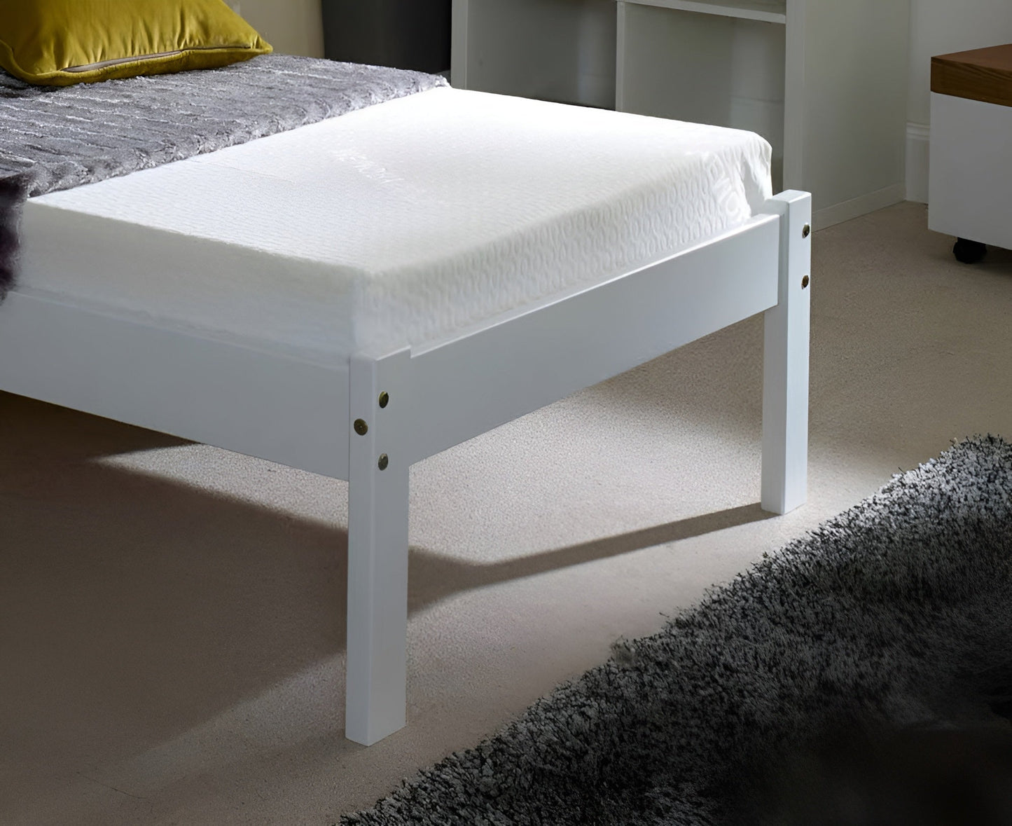 Clifton White Wooden Bed Frame – Classic Slatted Design | Solid Wood Support & Multiple Sizes