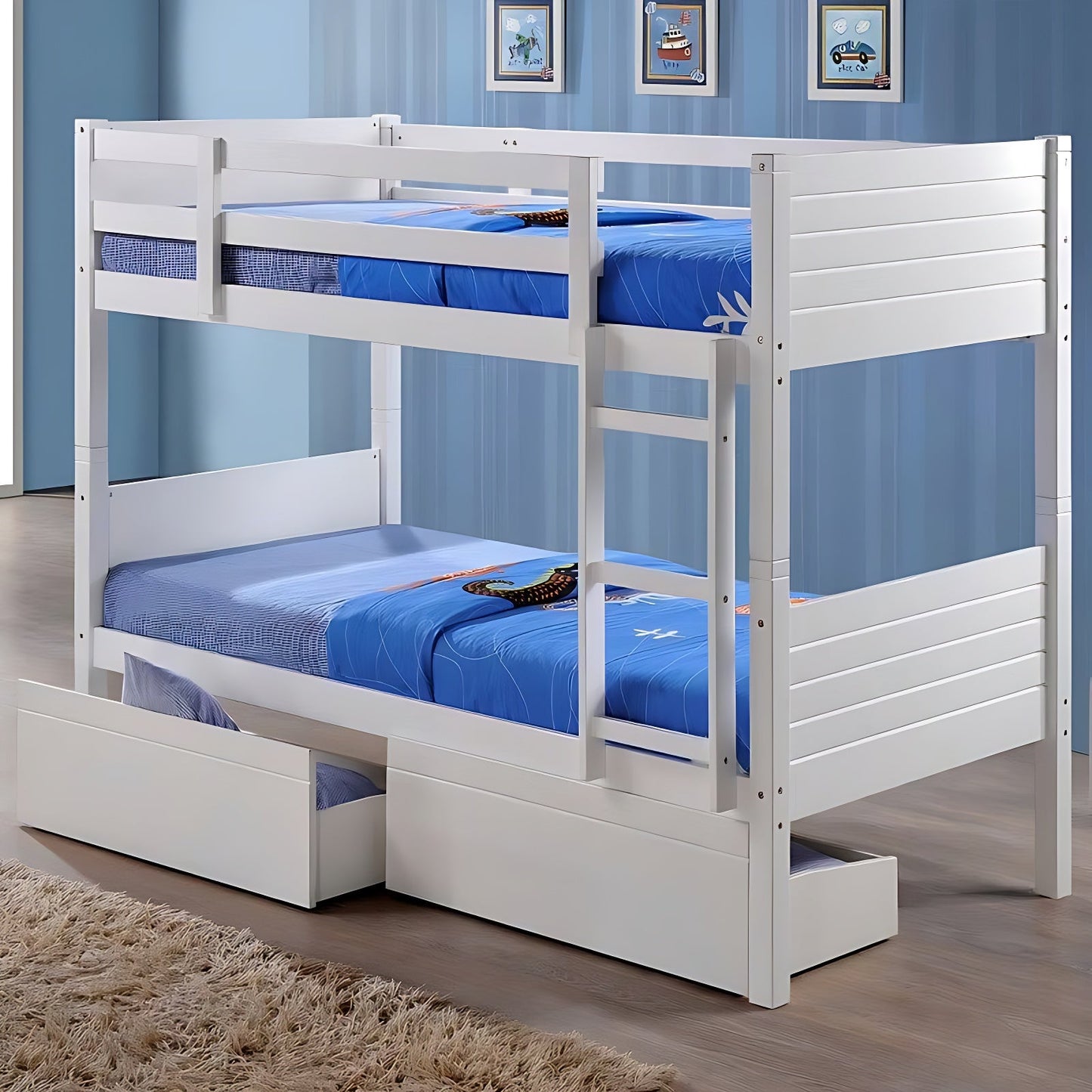 Bedford White Wooden Bunk Bed Frame - 3ft Single