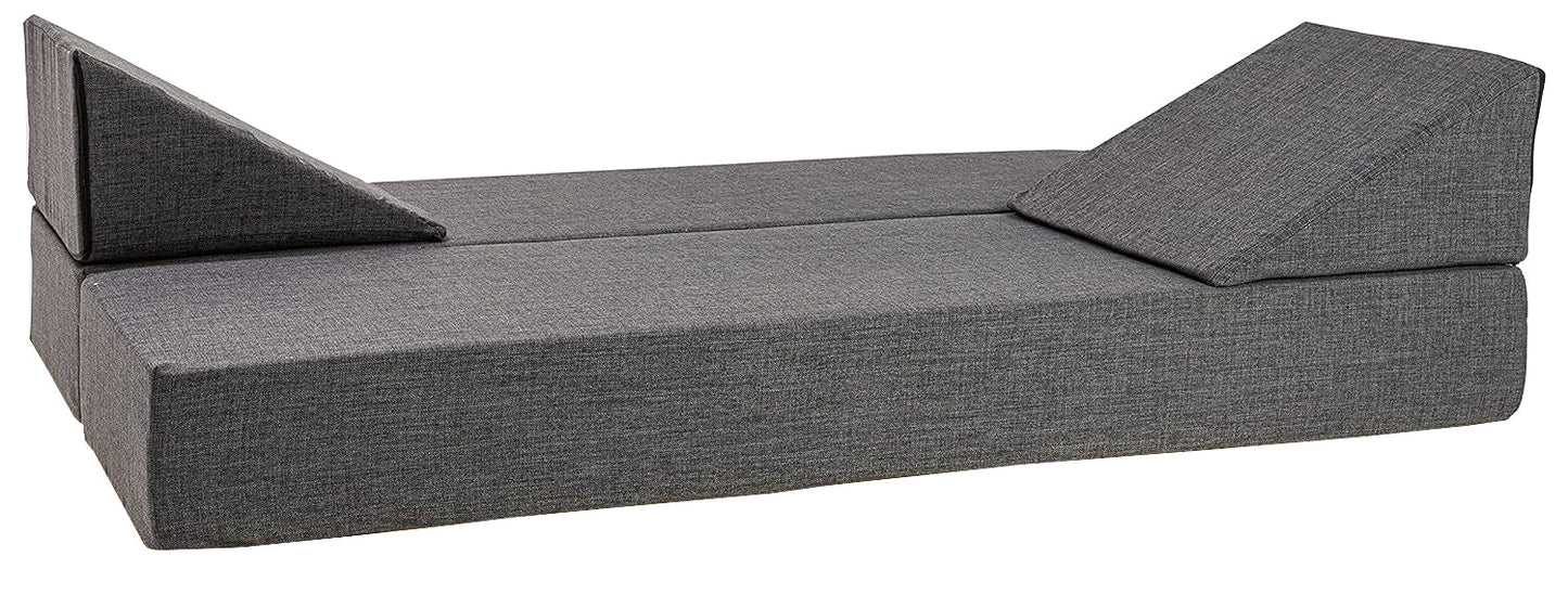 Double Floor Futon Stacking Mattress in Grey - Can Split into 2 Singles