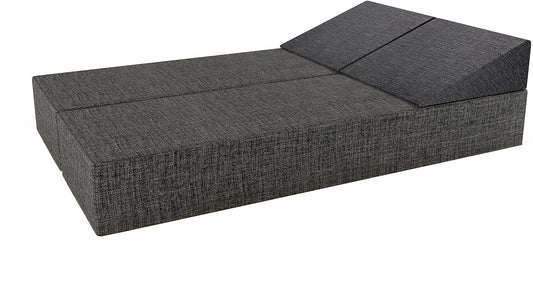 Double Floor Futon Stacking Mattress in Grey - Can Split into 2 Singles