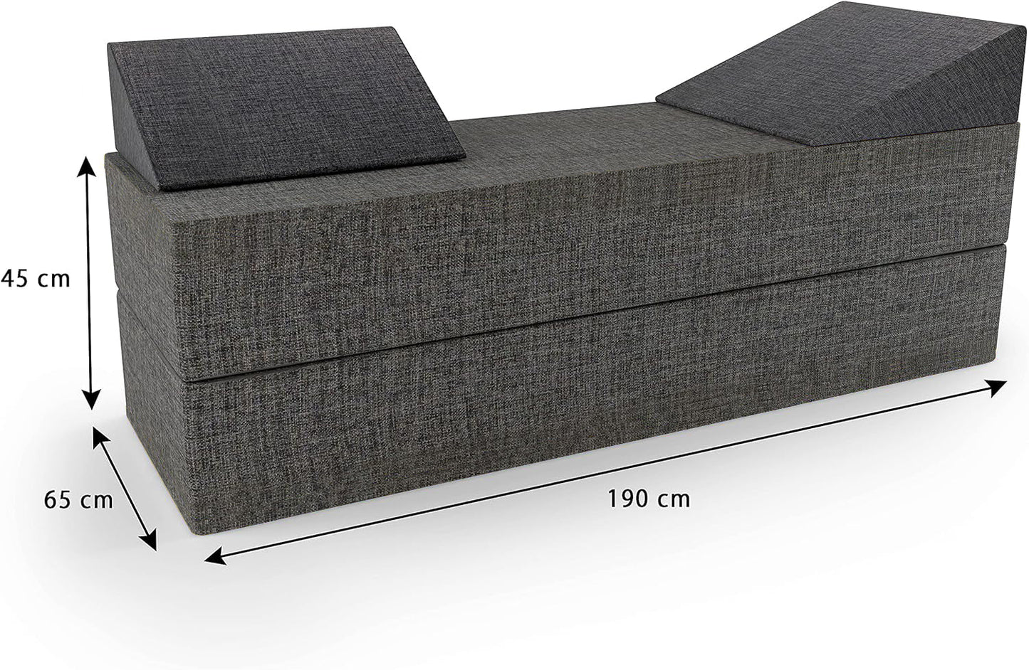 Double Floor Futon Stacking Mattress in Grey - Can Split into 2 Singles