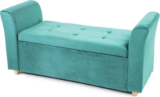 Emma Velvet Storage Bench Ottoman – Upholstered Seat with Hidden Lift-Up Storage