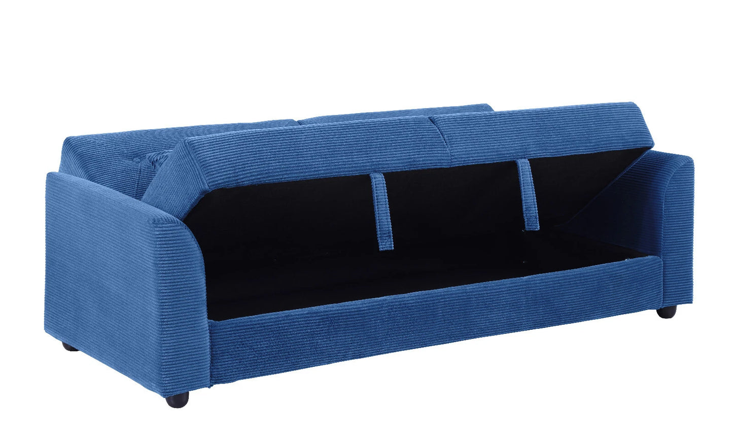 Verona 3-Seater Corduroy Sofa Bed with Storage – Grey/Blue Clic Clac Design