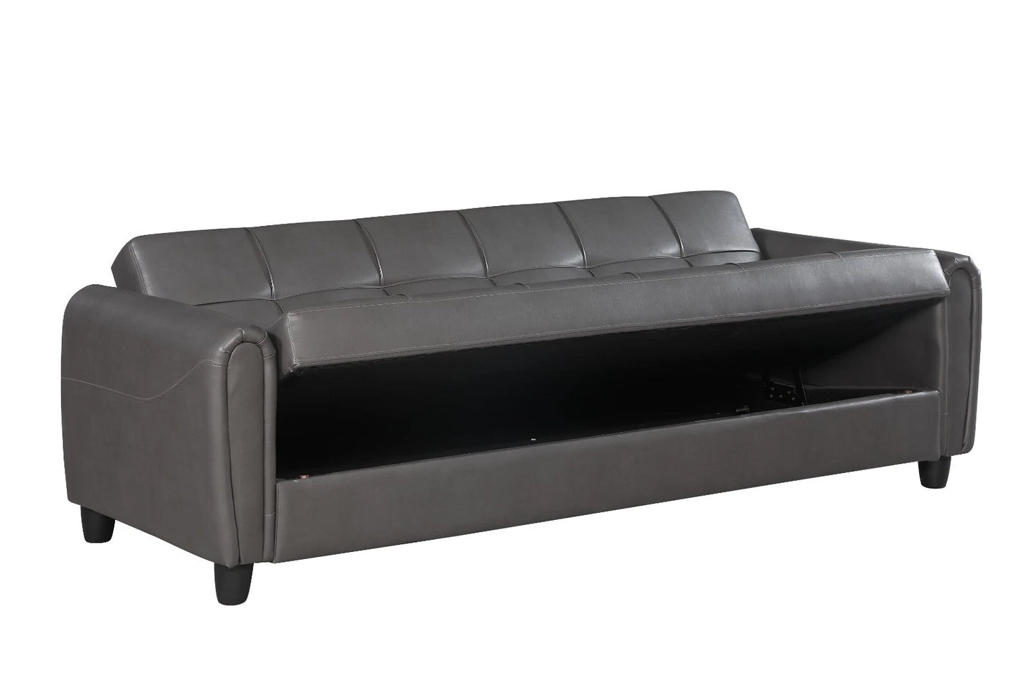 Zinc 3 Seater Faux Leather Sofa Bed with Hidden Storage In PU Leather