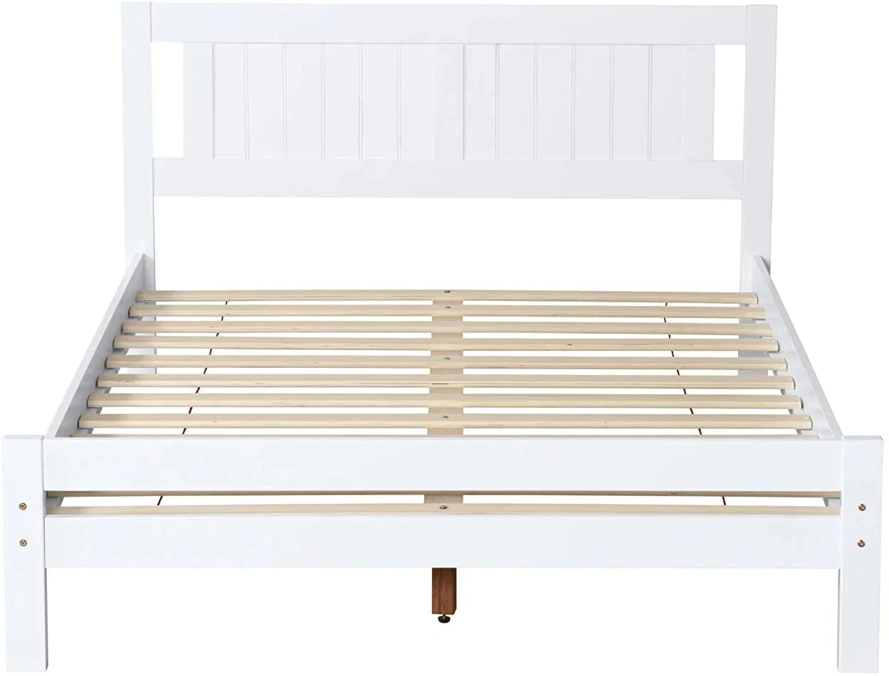 Glory Bed, White Wooden Slatted Frame