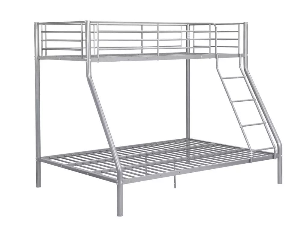 Palmdale Metal Triple Sleeper Bunk Bed – 3FT Single / 4FT6 Double – Strong & Durable Silver Frame