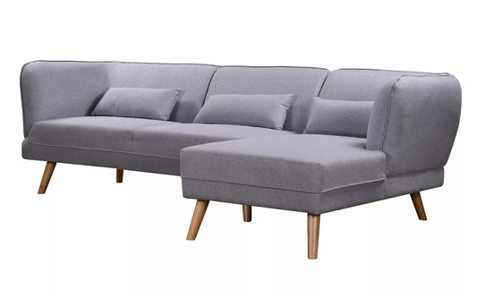 Cove 3-Seater Right-Hand Corner Sofa – Linen-Feel Fabric, High Arms & Wooden Legs