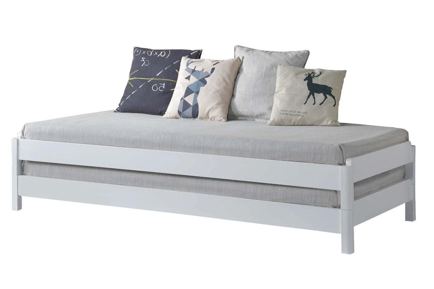 3-in-1 White Stacking Guest Bed -Converts to 2 Single Beds or Seat -Space Saving
