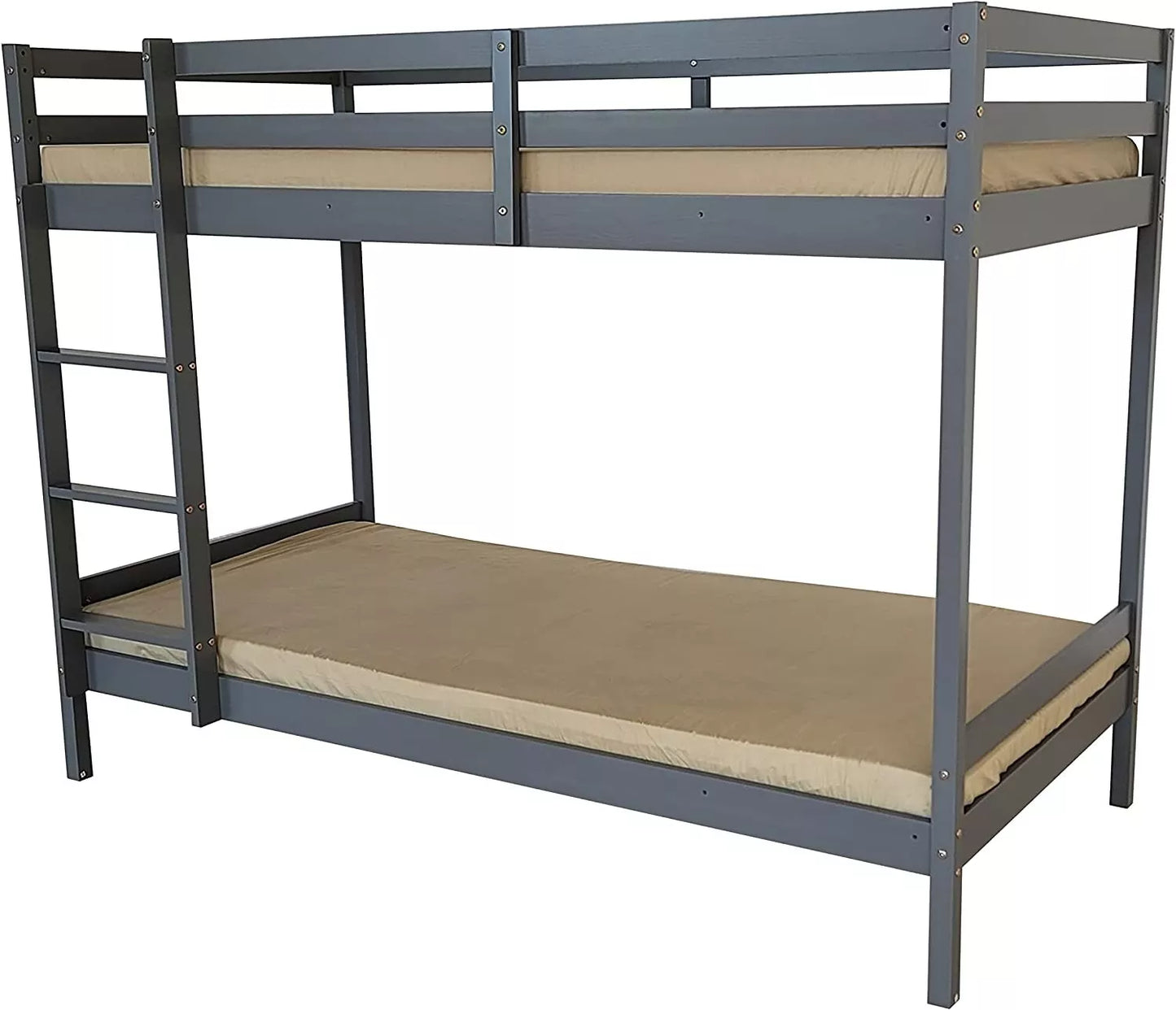 Mecor 3FT Single Bunk Bed - 120/150kg Capacity - Kids/Teens - Grey/White