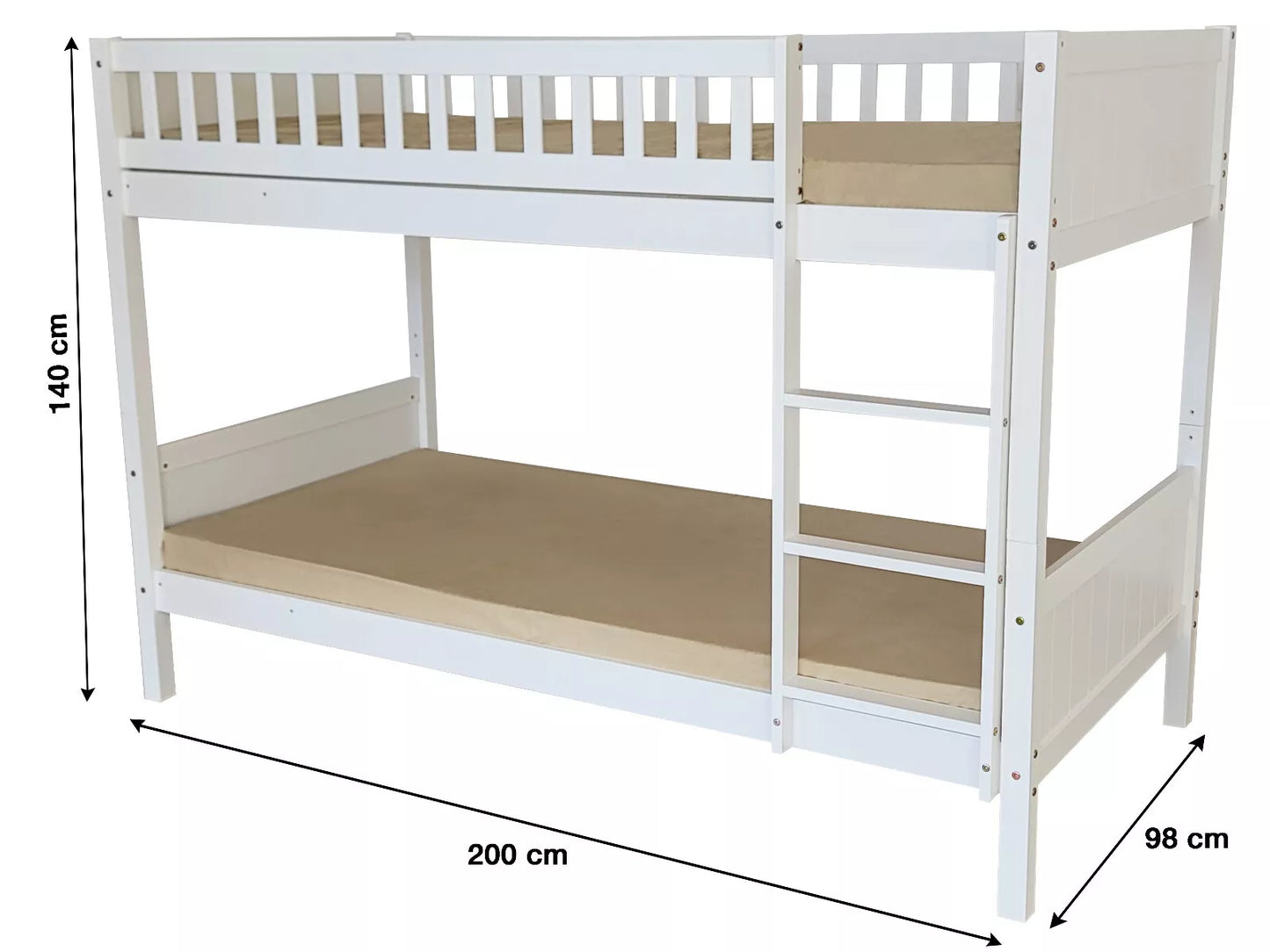 Domino Wooden Bunk Bed in Grey & White, Kids Bedroom Furniture, 2x 3FT Beds