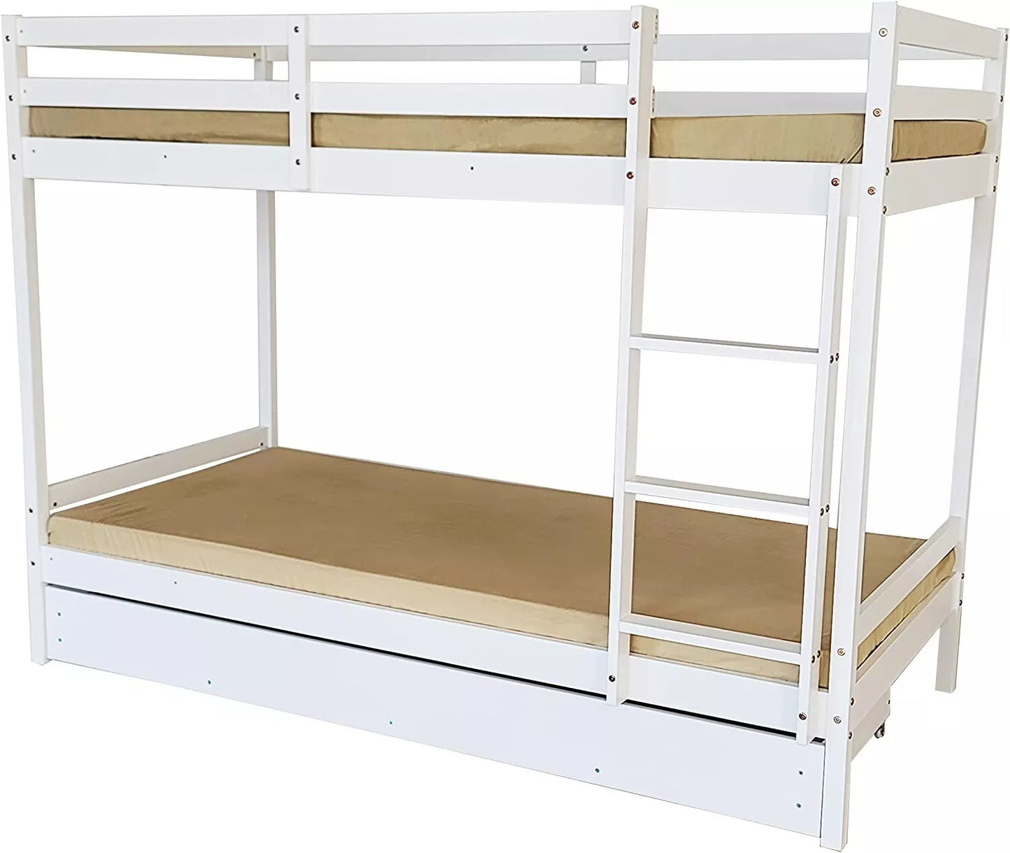 Mecor 3FT Single Bunk Bed - 120/150kg Capacity - Kids/Teens - Grey/White