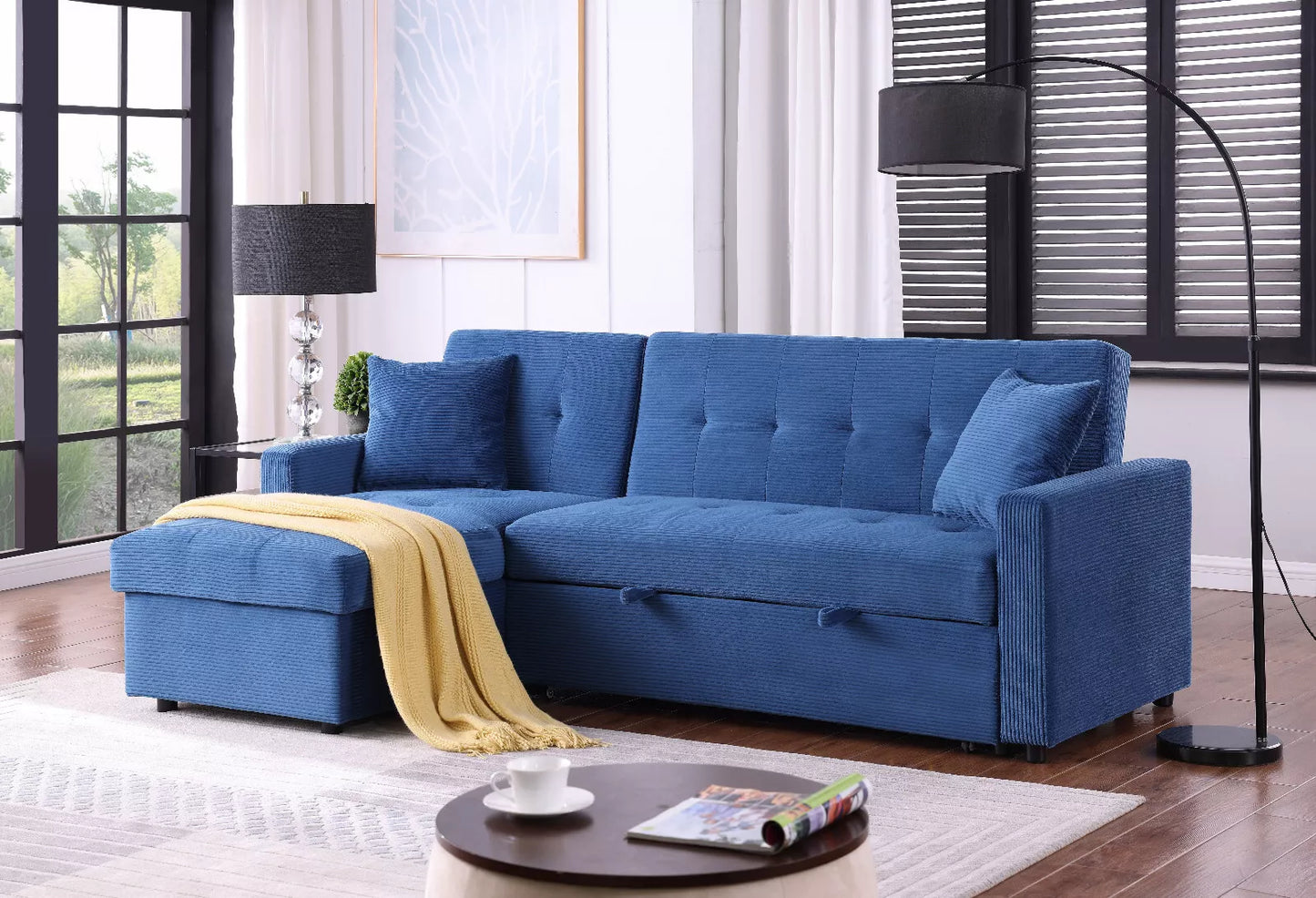 Hinton 3-Seater Corner Sofa Bed with Hidden Storage & Reversible Chaise – Grey or Blue