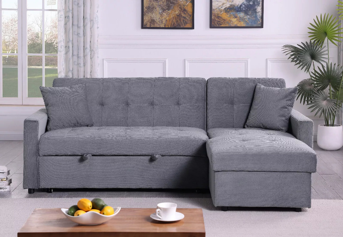 Hinton Sofa Bed: Reversible Chaise, Hidden Storage, 3-Seater Sleeper