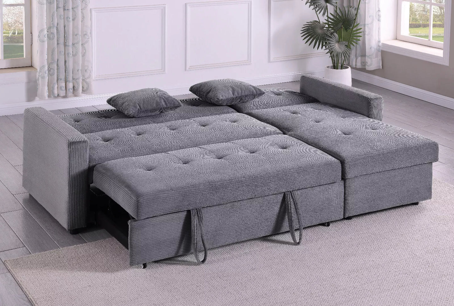 Hinton Sofa Bed: Reversible Chaise, Hidden Storage, 3-Seater Sleeper