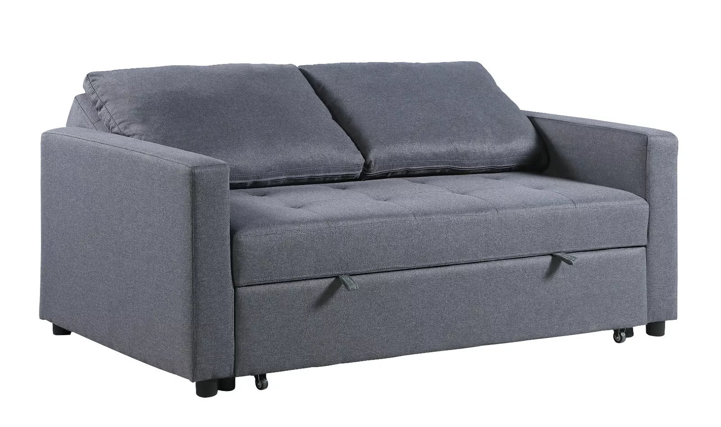 Omari 2 Seater Fabric Sofa Bed, Pull Out Double Width Sleeper, Grey, Brown or Lime