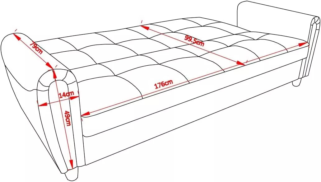 Zinc 3 Seater Faux Leather Sofa Bed with Hidden Storage In PU Leather