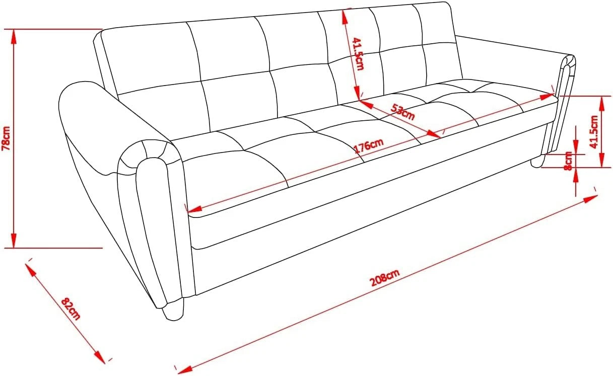 Zinc 3 Seater Faux Leather Sofa Bed with Hidden Storage In PU Leather