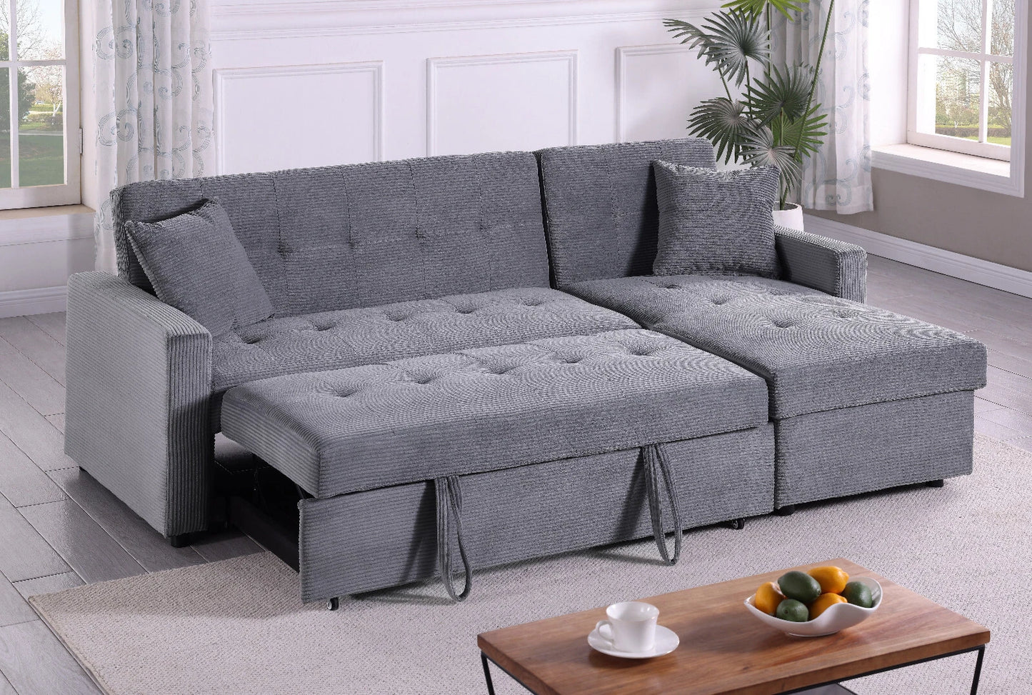 Hinton Sofa Bed: Reversible Chaise, Hidden Storage, 3-Seater Sleeper