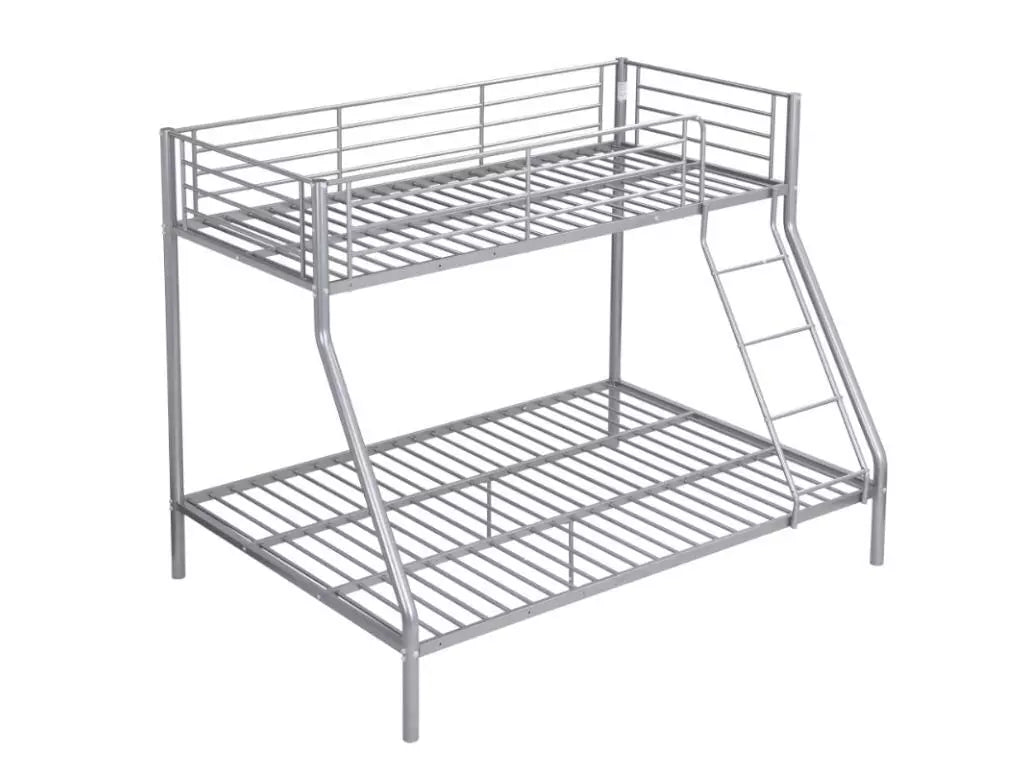 Palmdale Metal Triple Sleeper Bunk Bed – 3FT Single / 4FT6 Double – Strong & Durable Silver Frame