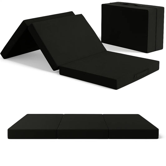 Voyager Mat –8cm TriFold Caravan Mattress in Black | Camping, RV, Narrow