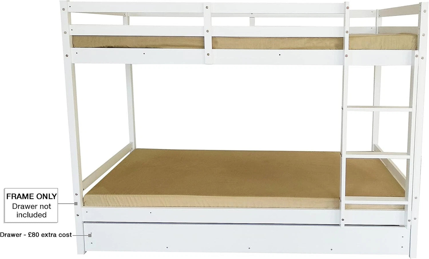 Mecor 3FT Single Bunk Bed - 120/150kg Capacity - Kids/Teens - Grey/White