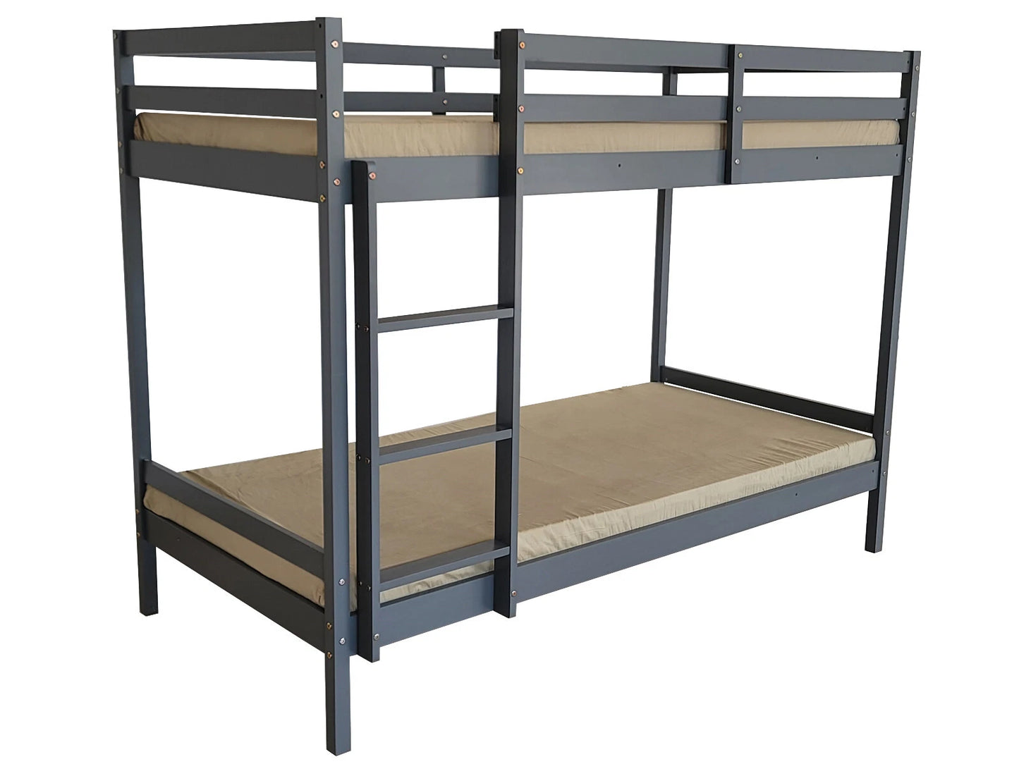 Mecor 3FT Single Bunk Bed - 120/150kg Capacity - Kids/Teens - Grey/White