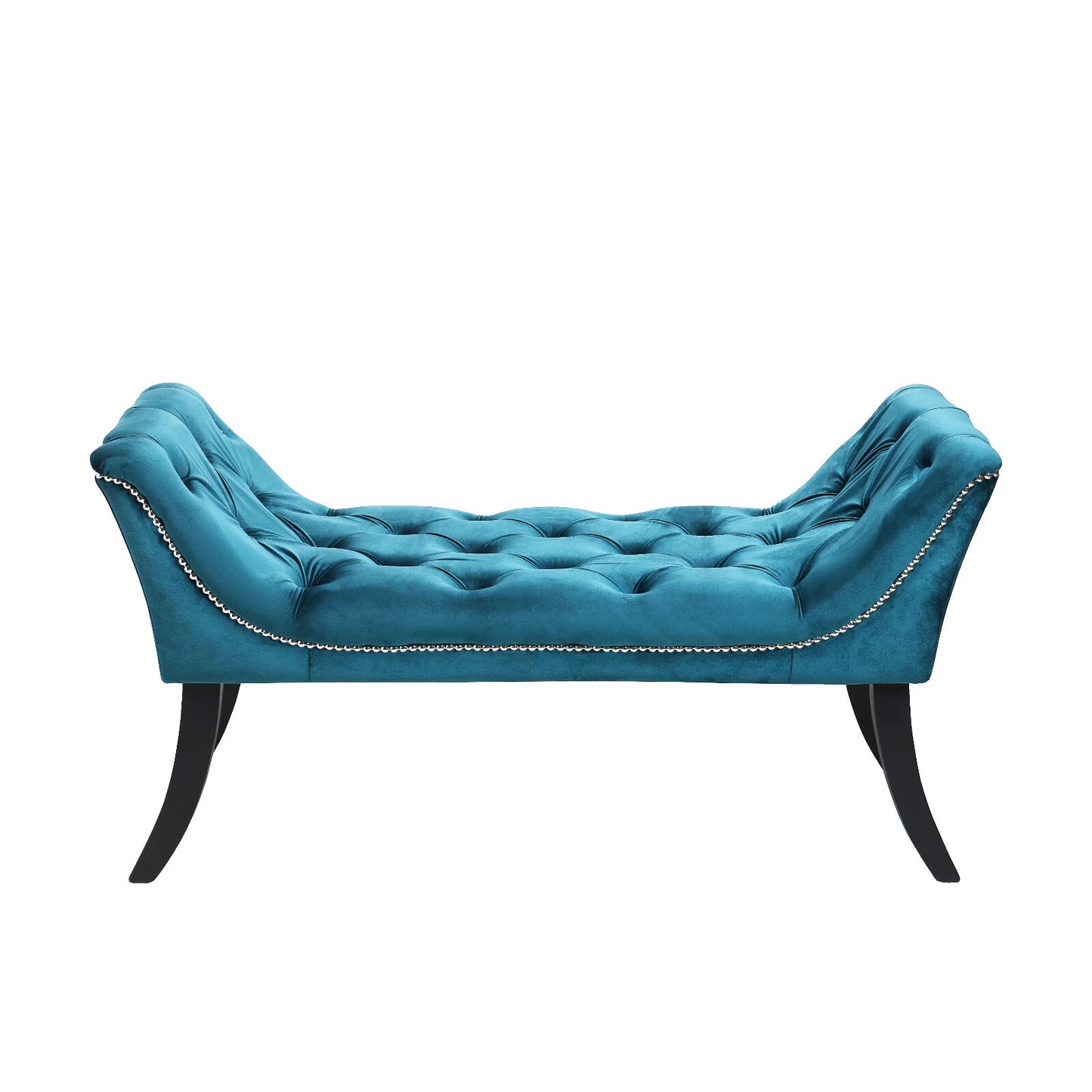 OLGA Upholstered Velvet Bench Seat with Beading –Tufted Bedroom or Hallway Stool