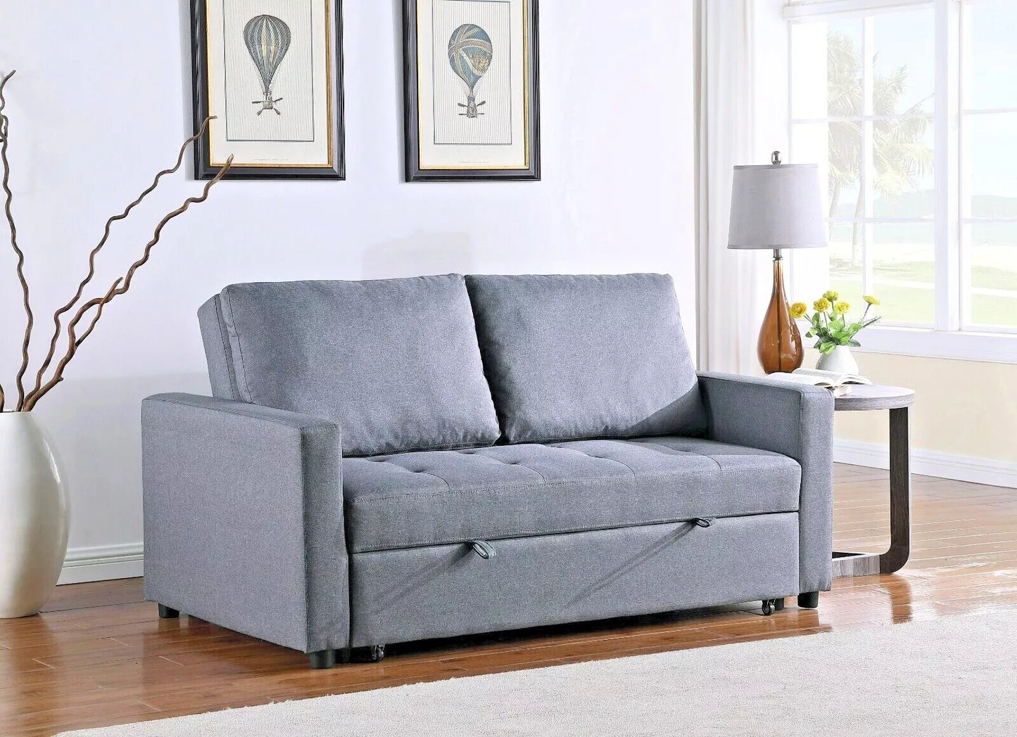 Fabric 2 Seater Double Sleep Grey, Brown & Lime Omari Modern Stylish (SOFA BED)