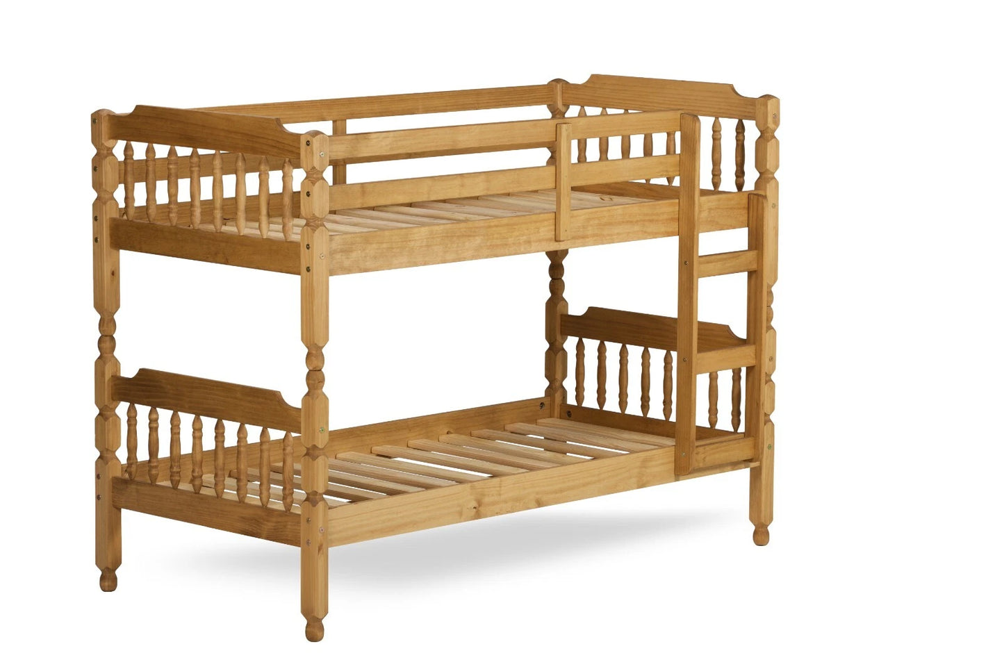 Colonial Waxed Pine Wooden Bunk Bed Frame - Small Single, Single