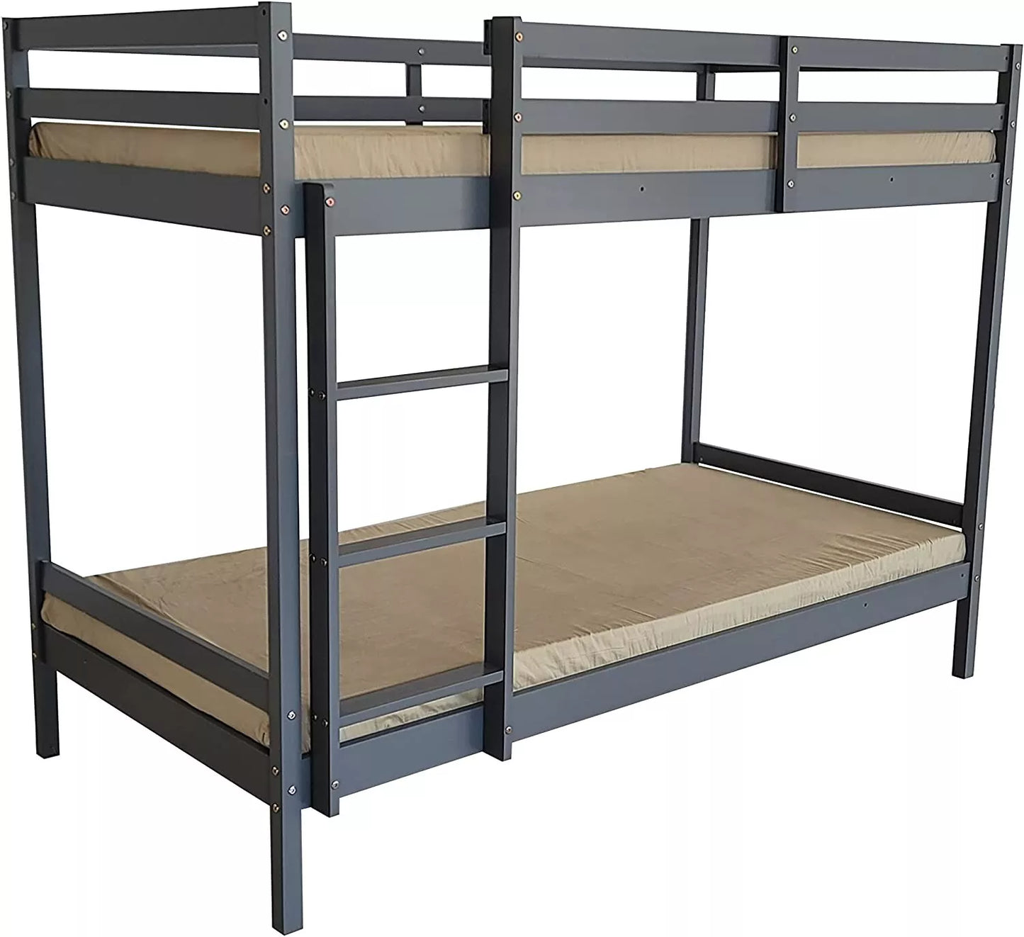Mecor 3FT Single Bunk Bed - 120/150kg Capacity - Kids/Teens - Grey/White