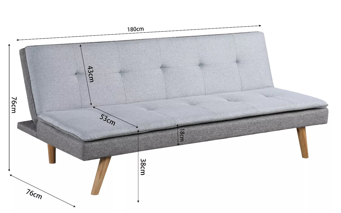 Zuma Versatile 3 Seater Fabric Padded Sofa bed, 3 Seater, Durable Hardwood Frame