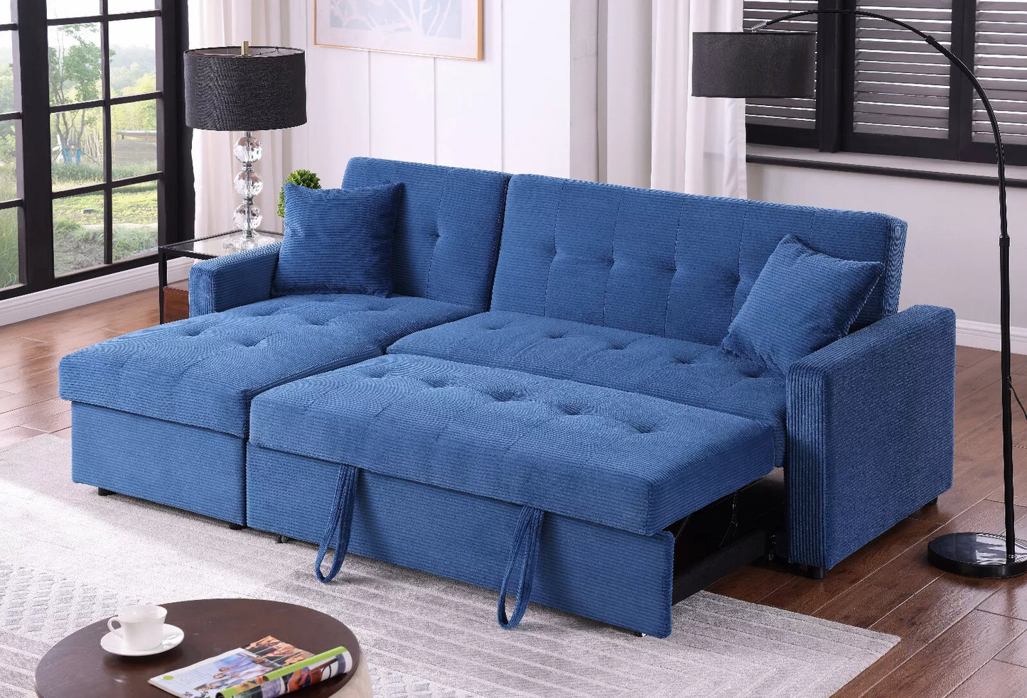Hinton Sofa Bed: Reversible Chaise, Hidden Storage, 3-Seater Sleeper