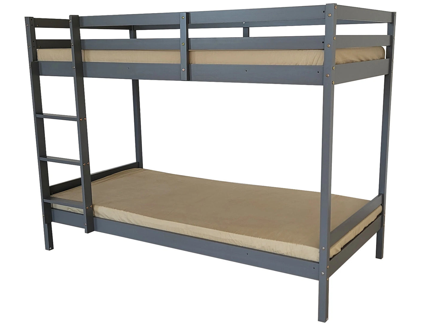 Mecor 3FT Single Bunk Bed - 120/150kg Capacity - Kids/Teens - Grey/White