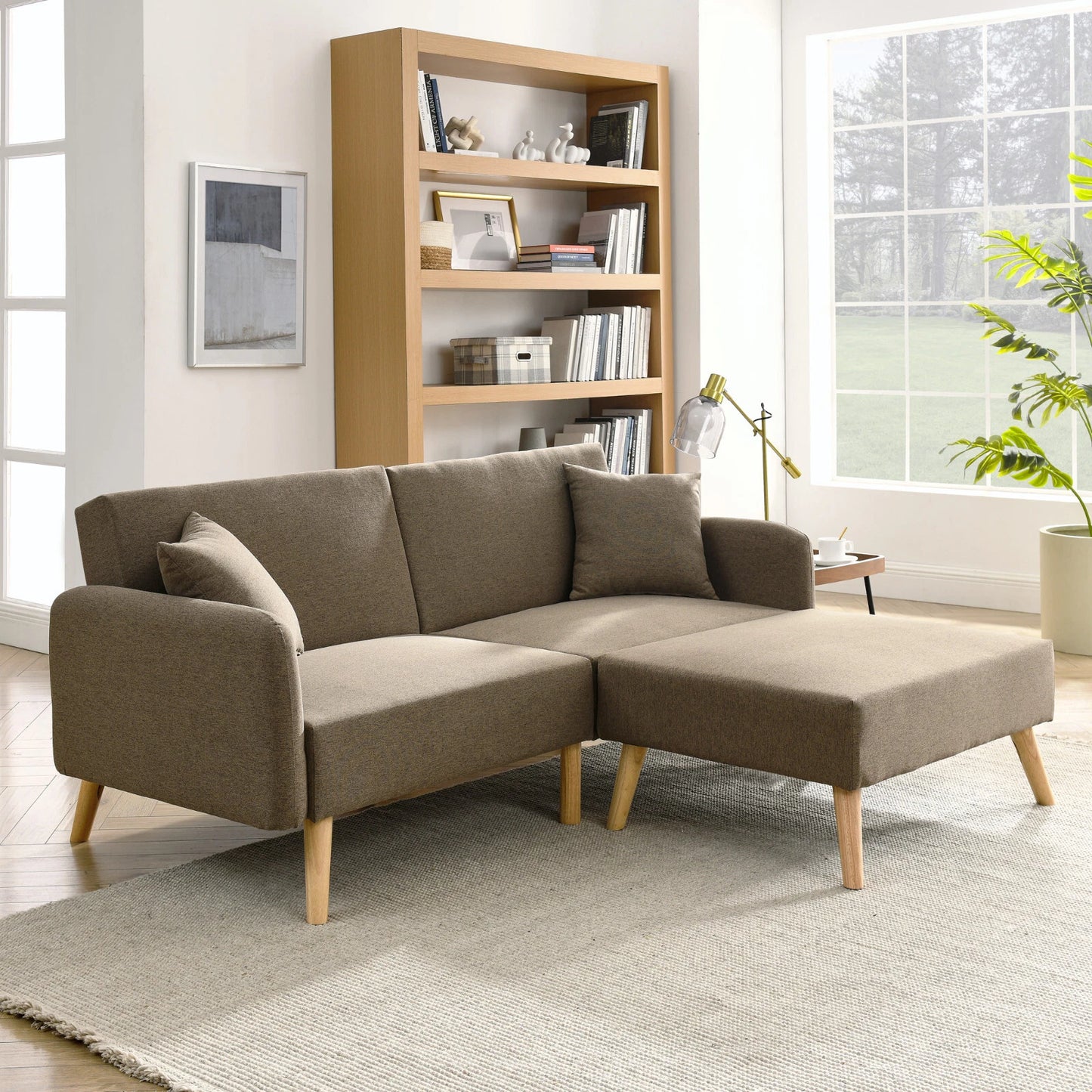 Zara Linen Fabric Corner Sofa Bed with Matching Footstool – Stylish, Space-Saving Comfort