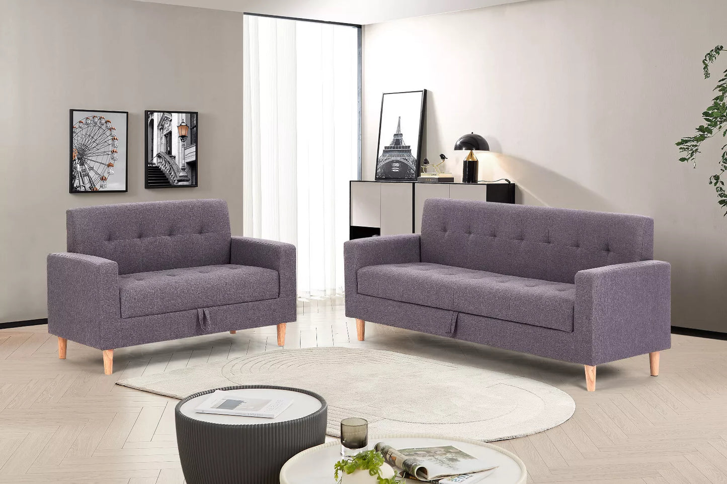 Modern Smart Sofa in a Box, Fabric Sofa with Hidden Storage - 2 & 3 Seater
