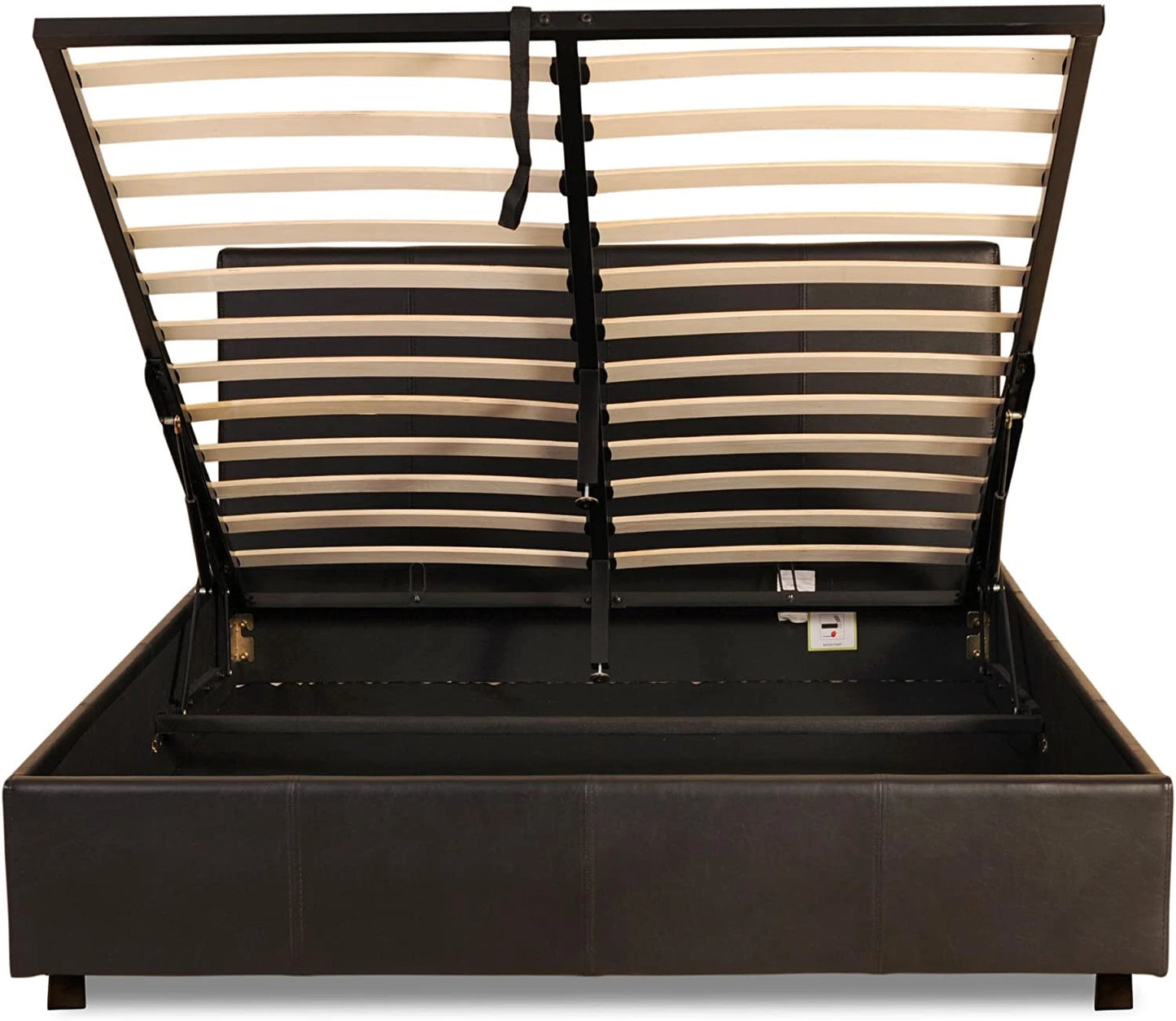 Prado Faux Leather Ottoman Storage Bed – Gas Lift Bed Frame – Brown or Black