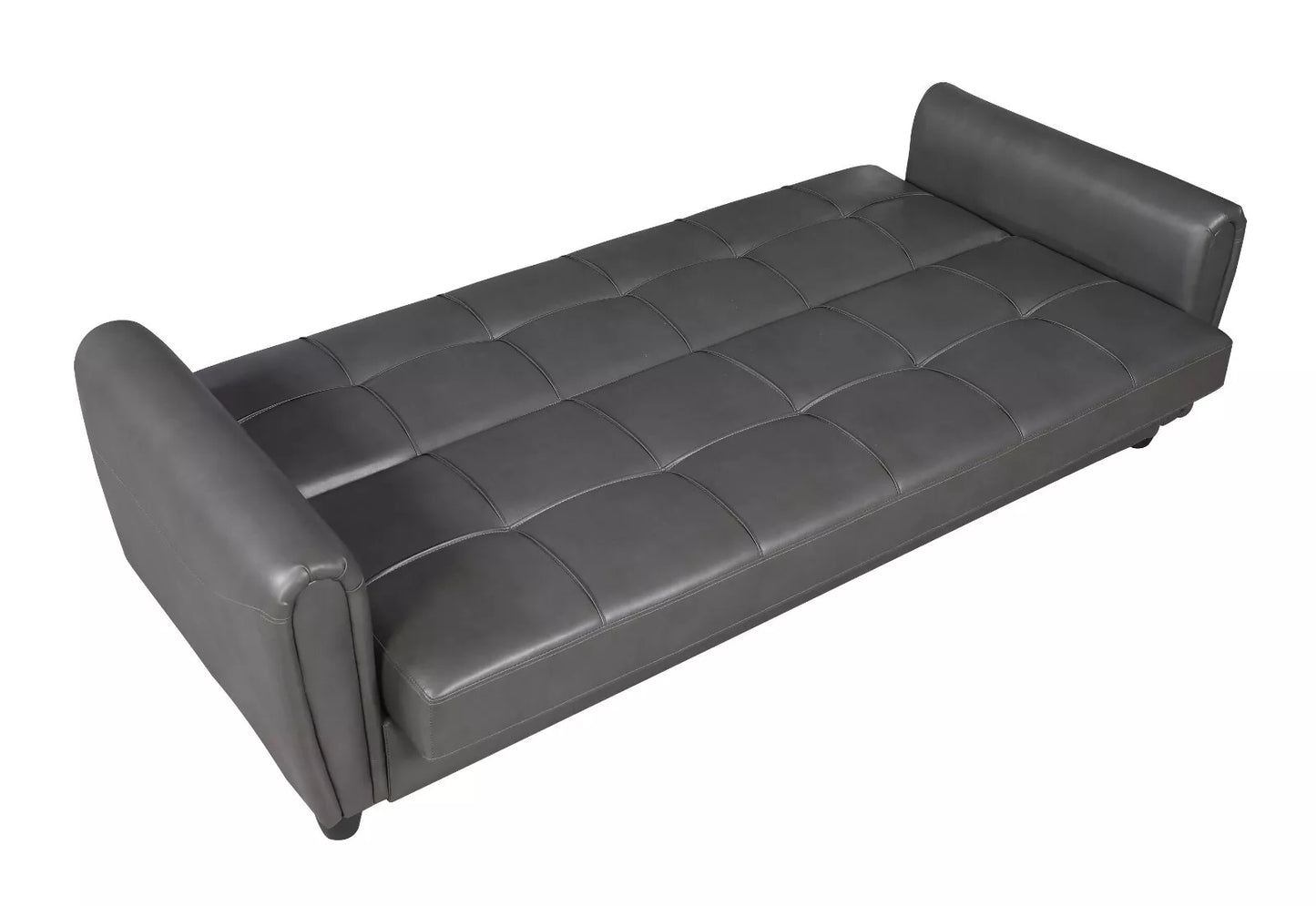 Zinc 3 Seater Faux Leather Sofa Bed with Hidden Storage In PU Leather