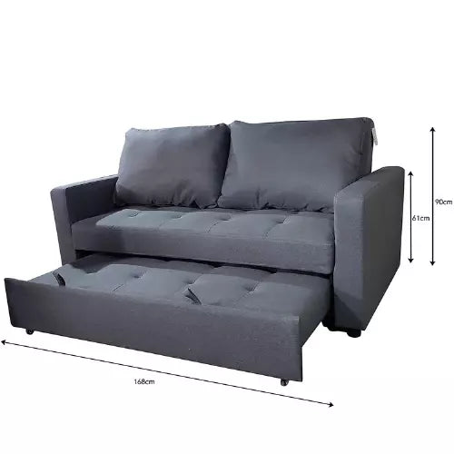 Fabric 2 Seater Double Sleep Grey, Brown & Lime Omari Modern Stylish (SOFA BED)